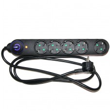 Πολύπριζο 5Θ. Με Αντικεραυνική Προστασία-Διακόπτη & Καλώδιο 1.5m Μαύρο 15-3151555